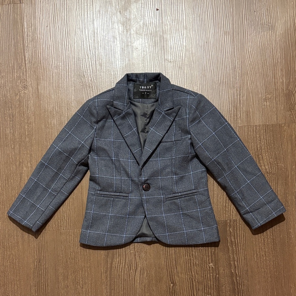 Gray Checkered Kids Suit AND PANTS
